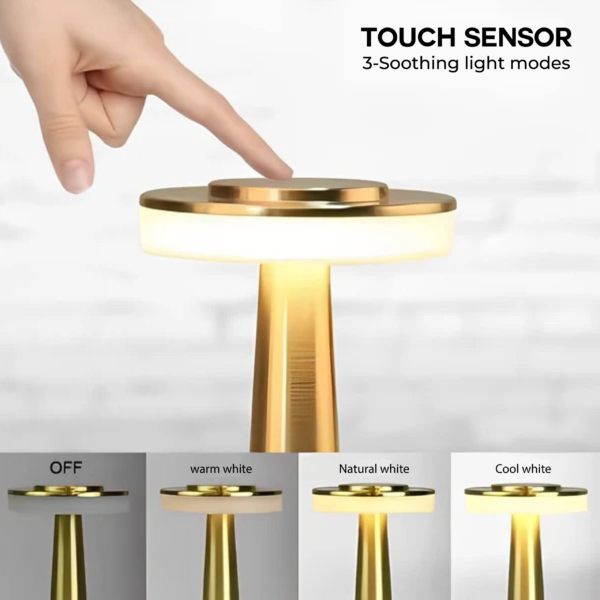 Nordic Minimalist Touch Lamp | Luxury Cordless Led Desk Lamp | Retro Style | Rechargeable Metal Touch Lamp | USB LED Light for Modern Spaces and Restaurants