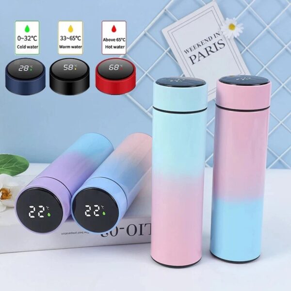 LED Temperature Display, Hot & Cold Vacuum Flasks, Stainless Steel Thermos, LED 500ML Smart Thermos