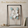 METALIC WALL HANGING, Flower Metal Wall Motif for Decoration, 3D metallic wall decoration leaves and flowers frame