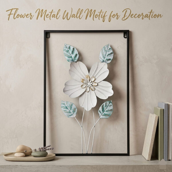 METALIC WALL HANGING, Flower Metal Wall Motif for Decoration, 3D metallic wall decoration leaves and flowers frame