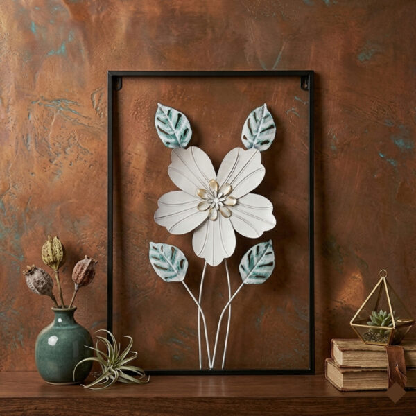 METALIC WALL HANGING, Flower Metal Wall Motif for Decoration, 3D metallic wall decoration leaves and flowers frame