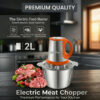 Meat chopper Electric Meat chopper 2 litters , Stainless Steel Food Processor, Powerful Kitchen Meat Grinder