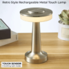 Nordic Minimalist Touch Lamp | Luxury Cordless Led Desk Lamp | Retro Style | Rechargeable Metal Touch Lamp | USB LED Light for Modern Spaces and Restaurants